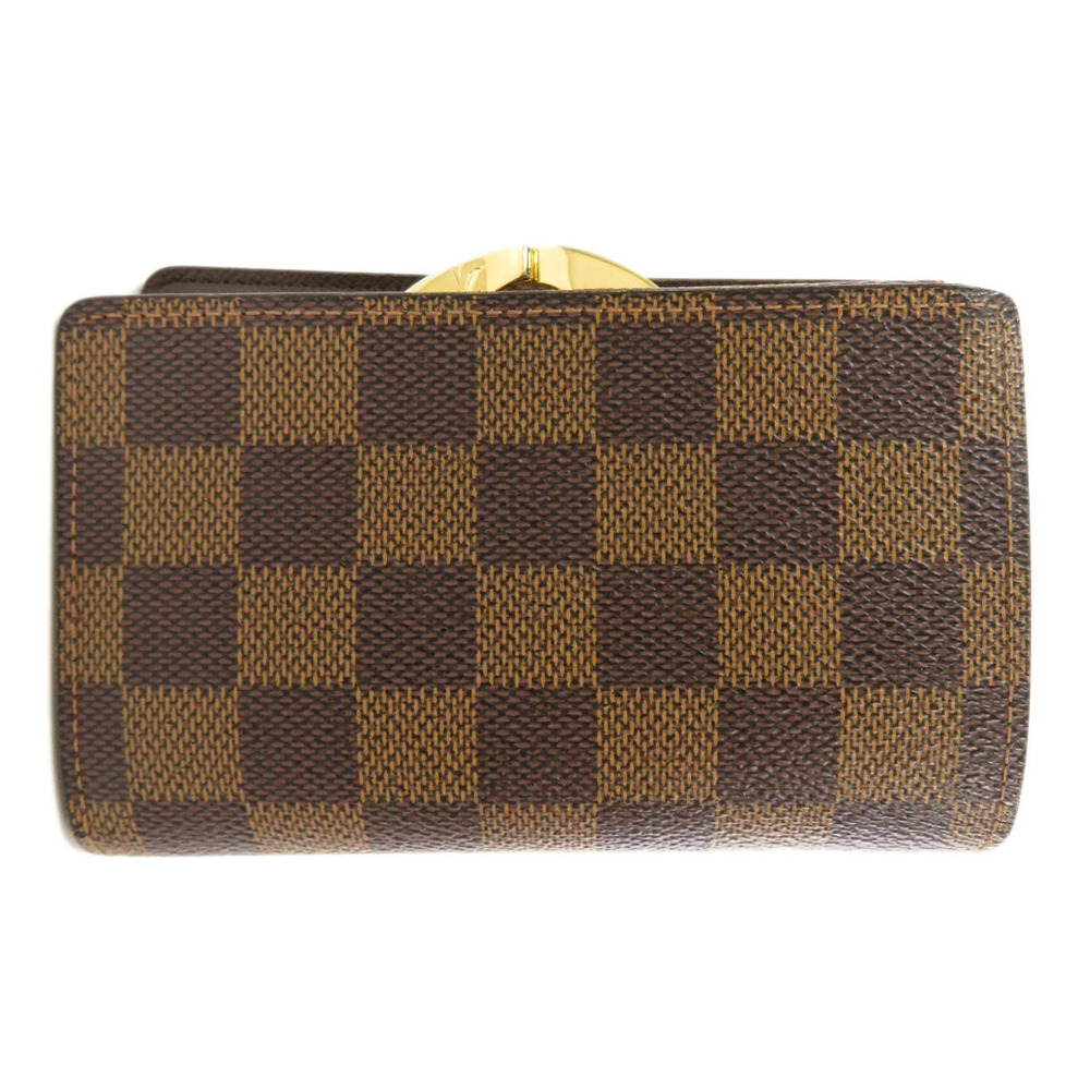 Louis Vuitton Damier Portefeuille Viennois Canvas Wallet Ebene fold Bi Brown